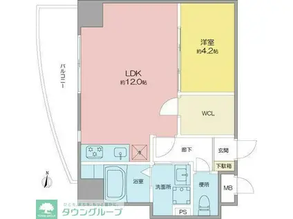 BMG RESIDENCE(1LDK/4階)の間取り写真