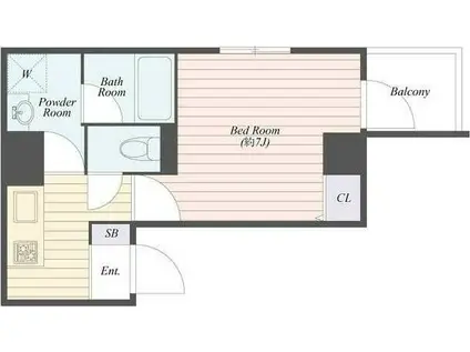 BCITY両国(1K/2階)の間取り写真
