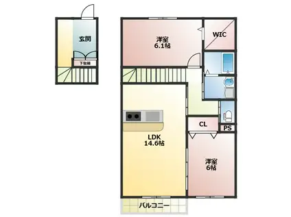 CLAIR S棟(2LDK/2階)の間取り写真