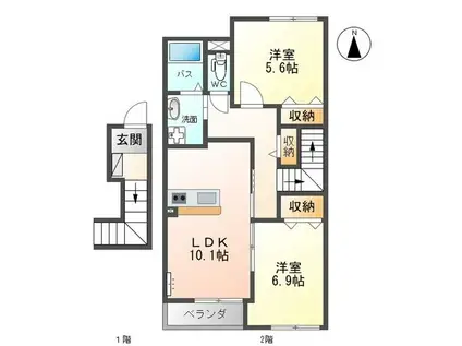 サウスポートVIII(2LDK/2階)の間取り写真