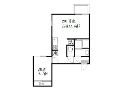 カトルフィーユ(1LDK/2階)の間取り写真