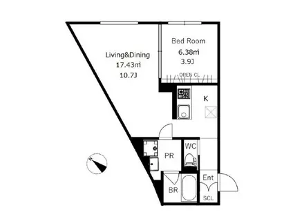 クリア学芸大(1LDK/1階)の間取り写真