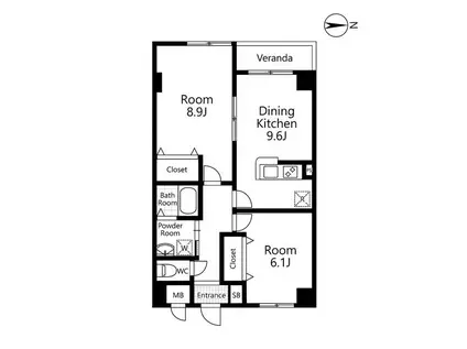 ネクサス立石(2DK/8階)の間取り写真