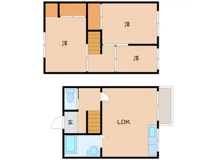 杭瀬団地10号棟(3LDK/2階)の間取り写真