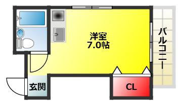 ムーンライト大桐(ワンルーム/5階)の間取り写真