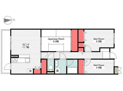 セレソ千歳船橋(3LDK/3階)の間取り写真