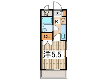 スカイコート大和(1K/6階)の間取り写真