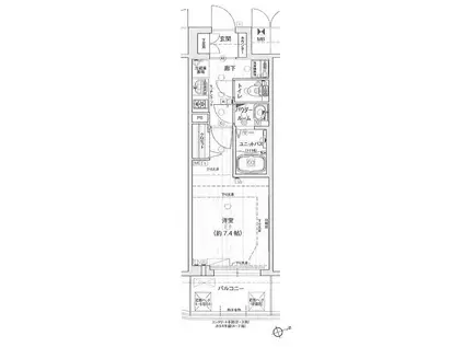 プレサンス ジェネ 浅草イースト(1K/4階)の間取り写真