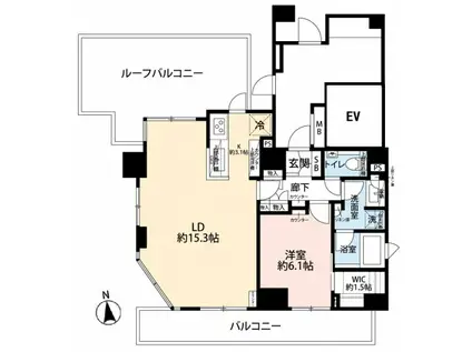 パークリュクス白金MONOグレージュ(1LDK/8階)の間取り写真