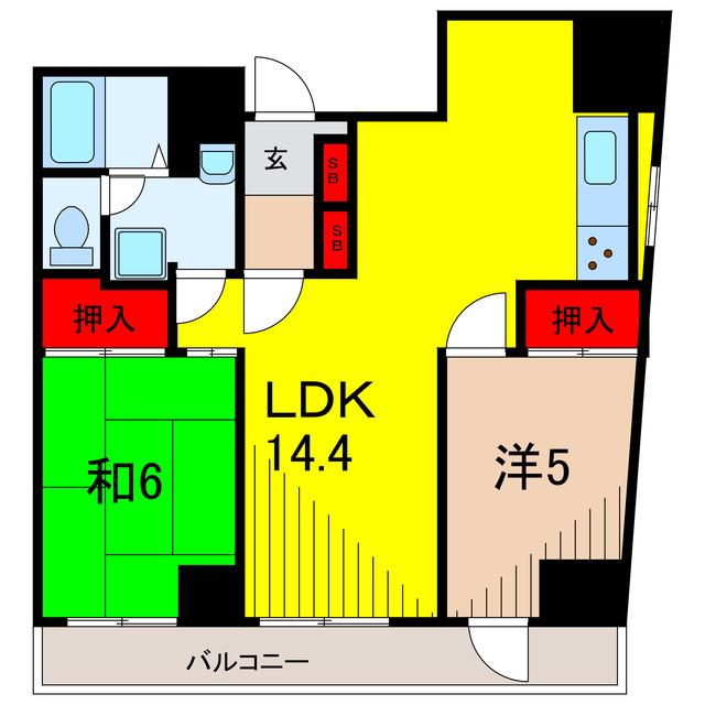 DSVARIE亀有レジデンス(2LDK/5階)の間取り写真