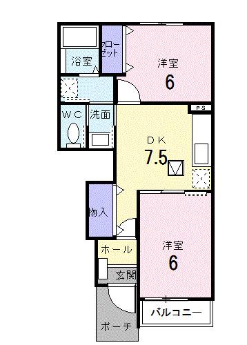 サンモールB(2DK/1階)の間取り写真