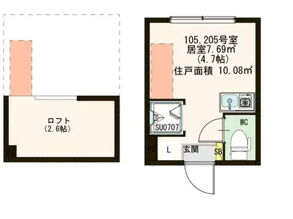 ハーモニーテラス本町II(ワンルーム/1階)の間取り写真