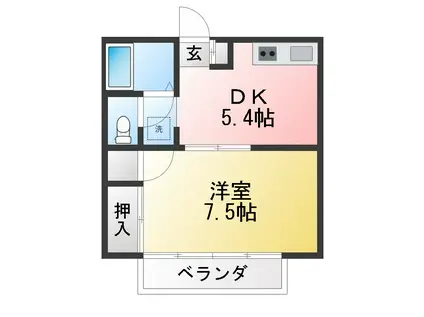 コンフォート和光(1DK/1階)の間取り写真