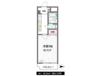 神楽坂パルハイツ(1K/2階)の間取り写真