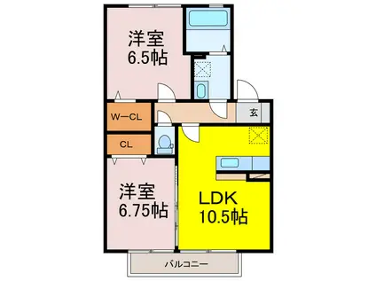 1STプレジオ(2LDK/1階)の間取り写真