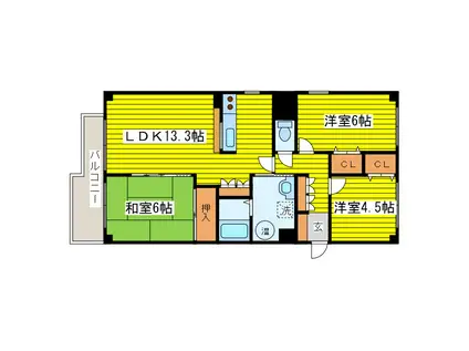 プレステージII(3LDK/7階)の間取り写真