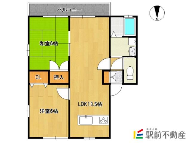アイリス神田A棟(2LDK/1階)の間取り写真