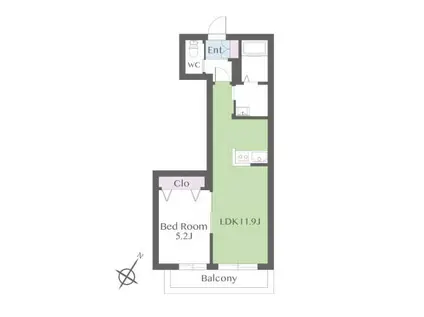 イリオス(1LDK/2階)の間取り写真