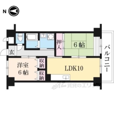 イスターナ吉祥院(2LDK/7階)の間取り写真