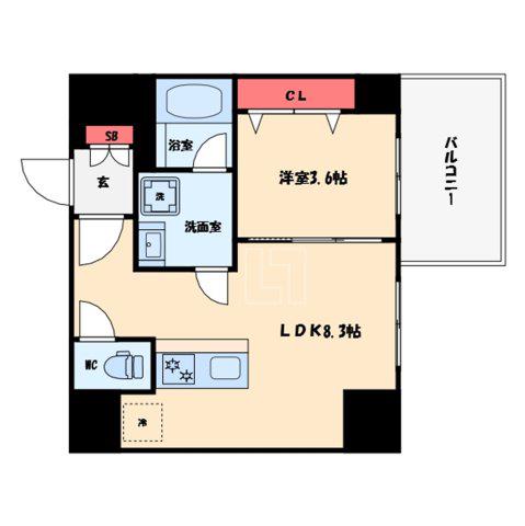 ブエナビスタ難波サウスタワー(1LDK/12階)の間取り写真