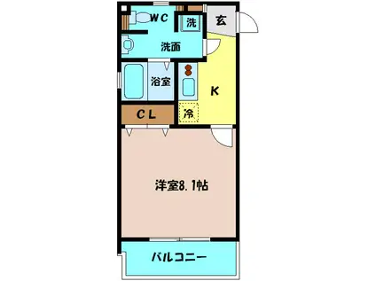 TOGETSU77(1K/3階)の間取り写真