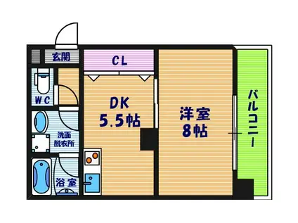 グランデージ感彩(1DK/4階)の間取り写真