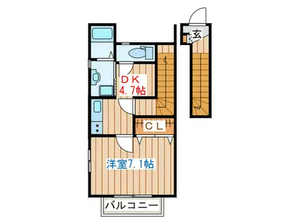 レインボ-ヒル(1DK/2階)の間取り写真