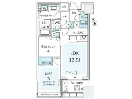 パークコート ザ・三番町ハウス(2LDK/10階)の間取り写真