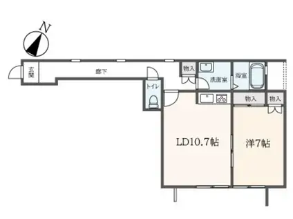 FORTUNE(1LDK/2階)の間取り写真