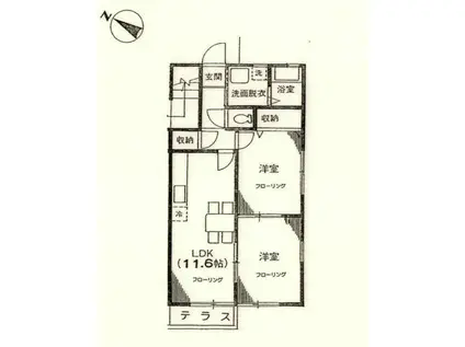 イーグルハイツ(2LDK/1階)の間取り写真