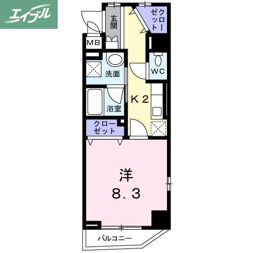 ラフィネ医大東(1K/3階)の間取り写真