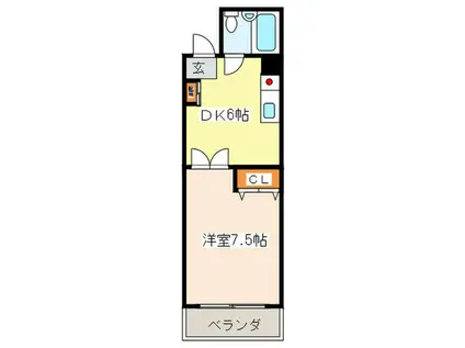 信和ビル(1DK/5階)の間取り写真