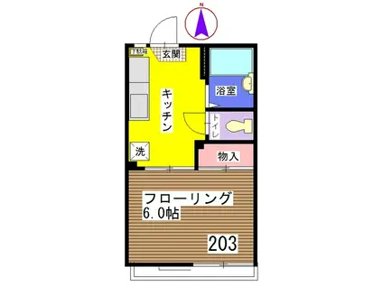 SKハイツB棟(1K/2階)の間取り写真