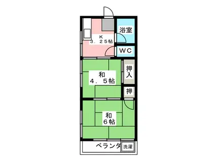 グリーンハイツ(2K/2階)の間取り写真