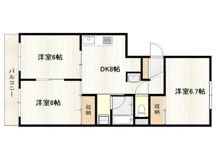 第3桂ビル(3DK/3階)の間取り写真