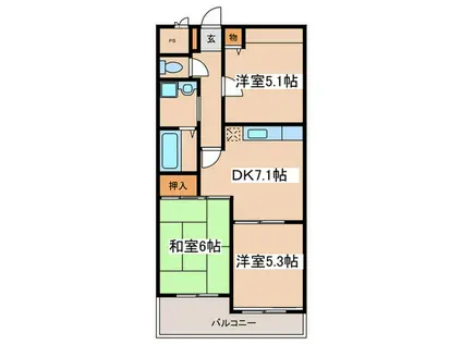 パストラル相模大野(3DK/4階)の間取り写真