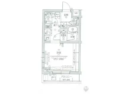 エクセリア千歳船ベルデ(1K/2階)の間取り写真