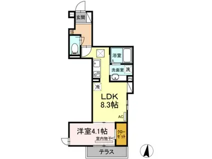 ルミエール(1LDK/1階)の間取り写真