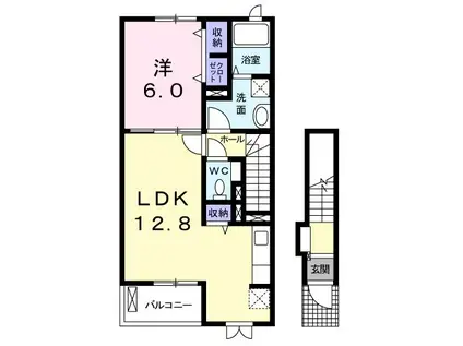 アルカンシエル(1LDK/2階)の間取り写真