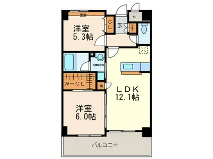 サウスフォー(2LDK/4階)の間取り写真