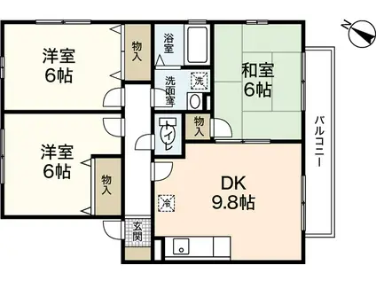 ヒルサイドテラスC棟(3DK/2階)の間取り写真