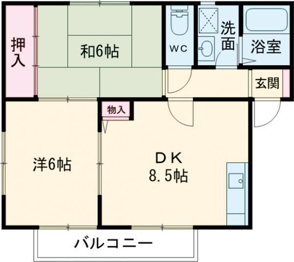 トムハイツ(2DK/2階)の間取り写真