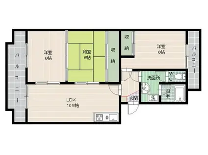 コーポ堀(3LDK/1階)の間取り写真