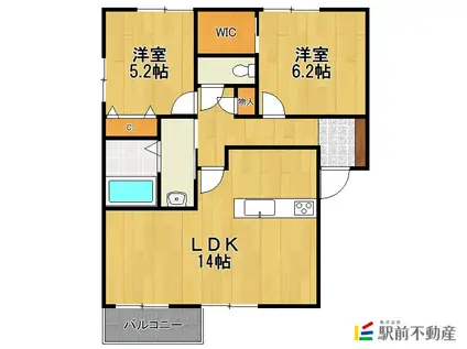 コートビレッジ本鳥栖A棟(2LDK/1階)の間取り写真