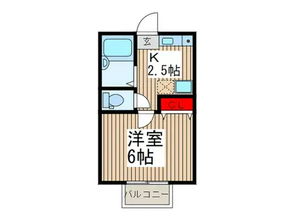 第44アベニュー美園(1K/1階)の間取り写真