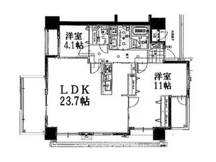 プレサンスロジェおもろまちレーブ(2LDK/12階)の間取り写真