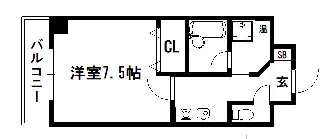 ウィズ高辻通(1K/4階)の間取り写真