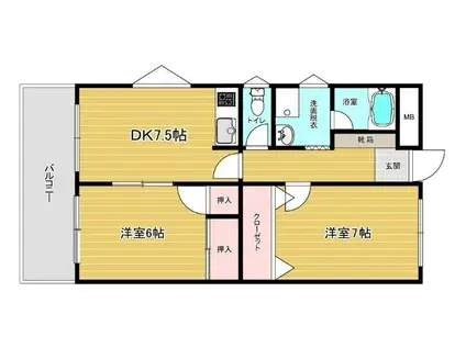 リファレンス大宮(2DK/2階)の間取り写真