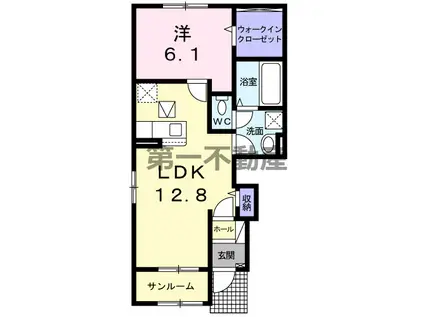 セレーネ(1LDK/1階)の間取り写真