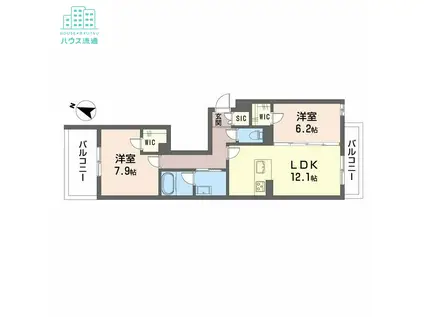 シャーメゾン フェアリーステージ(2LDK/3階)の間取り写真